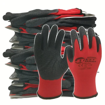 10 двойки нескользящих утолщенных латекс, гумени защитни работни ръкавици с покритие на дланите, механични работни ръкавици за градински работи