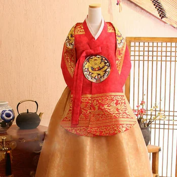 2020 Нова рокля Ханбок от 100% естествена коприна, традиционен корейски церемониален костюм Дангуй, корейски кралския костюм