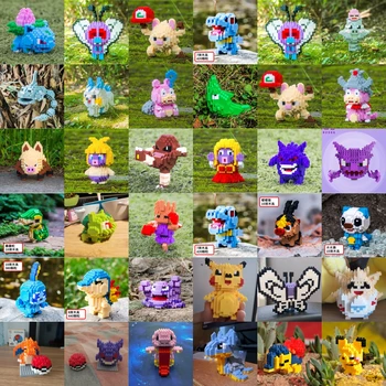 34 нови стил, малки строителни блокове Pokemon, малки мультяшные модели на животни Picachu, образователна детска графика, играчки Покемон за деца