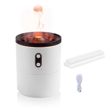 450 мл Дифузор ароматния масло избухване на пламък с дымовым пръстен във формата на медузи, овлажнител на въздуха, тенис на USB-малък въздушен спрей