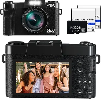 56-Мегапикселова Цифрова Камера Vlogging Камери 4K Камера за Директно Излъчване YouTube Wifi, Уеб Камера Камера С Автофокус 3