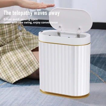 7-литрова домашно интелигентно сензорно кофа за боклук, луксозно водонепроницаемое пречка кофа за боклук, електронно автоматично кошче за боклук за кухня, баня, тоалетна, голяма кофа за боклук