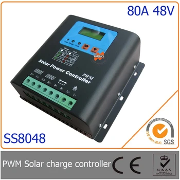 80A 48V PWM Слънчев контролер на заряд с led и LCD-дисплей, напрежение автоматична идентификация, дизайн MCU с отлична производителност