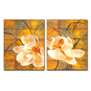 Arthyx, 2 бр./компл., съвременно изкуство, абстрактни флорални картини с маслени бои върху платно, ръчно рисувани картини с бели цветя за домашен интериор дневна