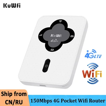 KuWFi LTE 4G Рутер, Джобен Мобилен Wi-Fi Точка за Достъп, Мини 150 Mbps Безжичен WI-FI Точка за Достъп, Маршрутизатор Със Слот за sim-карти Универсален Рутер