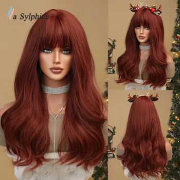 La Sylphide синтетични перуки добро качество Червена перука за жени Хелоуин Cosplay Лолита парти Натурален перука топлоустойчива косата