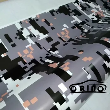 ORINO Digital, амбалажна черно-сив винил фолио, стикер на колата стикер без въздушни мехурчета, пиксел сиво камуфляжная филмът винил, фолио