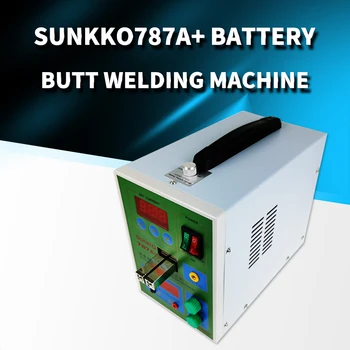 Sunkko 787A + акумулаторна машина за челна заварка, двухимпульсная малка батерия 18650, апарат за спот заваряване, заваръчни машини с кнопочной батерия