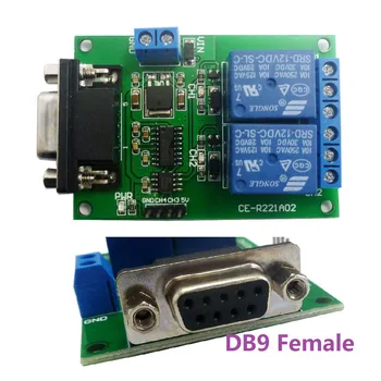 TB351 2-канален модул за реле със сериен порт за постоянен ток 12 В PC компютър с USB RS232 RS485 DB9 Uart дистанционно управление switch умен дом
