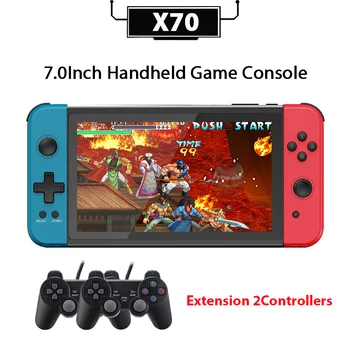 X70 Нова преносима игрова конзола в стил ретро със 7,0-инчов HD екран, 64G, контролер разширение 5700 игри, HD изход, ретро игрова конзола в ретро стил