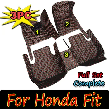 Автомобилни Стелки За Honda Fit (Jazz GK3 4 5 6 7 2014 ~ 2020 Килим Мат Луксозна Кожена Подложка Детайли на Интериора автоаксесоари GH7 GP5 6