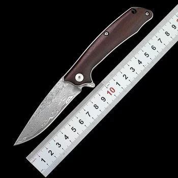 Дамасский сгъваем нож WUBU, остър джобен нож на улицата, тактическо оръжие за самоотбрана, оцеляване