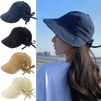 Дамски слънчеви шапки с хубав нос, сгъваема градинска и плажна панама, регулируеми рибарски шапки, солнцезащитная шапка с голяма периферия, панама с кон опашка, шапки