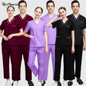 Дамски търкане-форма, униформи на медицински сестри, Аксесоари за грижа, Унисекс, медицински облекла за зъболекар, клиничен набор от ексфолианти, мъжка форма, костюм за бягане