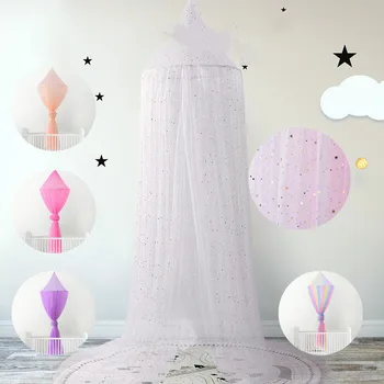 Детска mosquito net с пайети в стил принцеса, детски цветна куполна подвесная завеса за легла, подови mosquito net на една врата