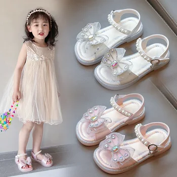 Детски сандали за момичета 2023, лятна обувки за деца, модерен ежедневен детски обувки принцеса с пеперуда, Sapato Infantil Para Menina