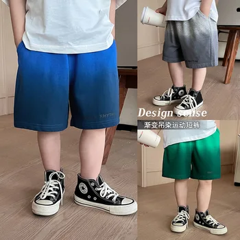 Детски шорти 2023 Лятна корейската версия на Модни детски пятиштанников за момчета и момичета С извънбордов процеса на оцветяване, Градиентные Ежедневни панталони
