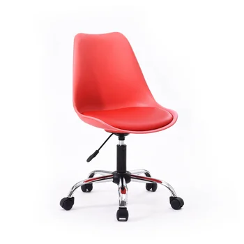 Ергономичен офис стол, офис стол без подлакътници с възглавница на седалката, червени стол за конференция Компютърни игри столове