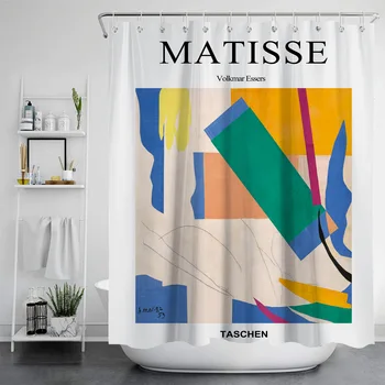 Завеса за душ Morden Matisse от непромокаем плат, обикновена завеса за баня, голям широк капак за баня, 12 куки