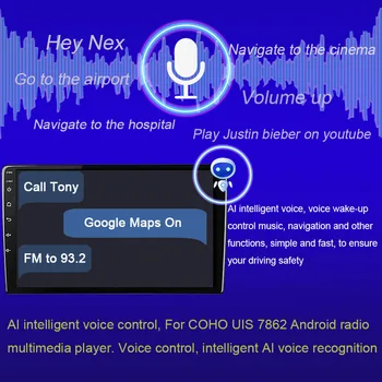 Интелигентна гласово управление с изкуствен интелект, за мултимедиен плеър COHOO UIS 7862 Android radio. Гласов контрол, интелигентно разпознаване на глас с изкуствен интелект