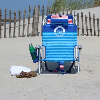 Комплект от 2. Плажен стол Ocean Zero с благоприятни за околната среда луксозна раница - син плажен стол, уличен стол, стол походный