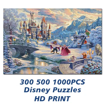 Красавицата и звяра Princess Belle Снежна зима Диснеевские пъзели 300 500 1000 бр. картонени пъзели за момичета в стил, украса на стаята