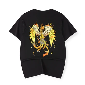 Лятна мъжка тениска Harajuku Бродерия Феникс хип-хоп тениска дамски Реколта памучен тениска с къс ръкав градинска облекло Cool 2022