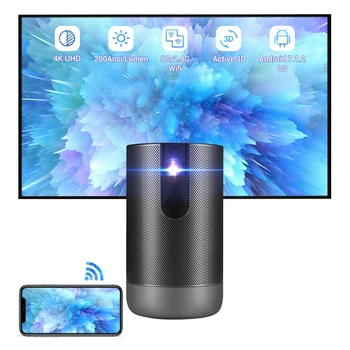 Мини умен проектор 1080p DLP за домашно кино Bluetooth 4K 3D FHD Touch, преносими късометражни проектори за кино на открито