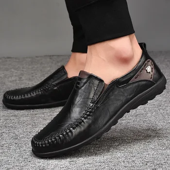 Мъжки Ежедневни обувки 2023, Летни Дишащи Официални Лоферы без шнур, Мъжки Мокасини, Италиански Черен Обувки за шофиране, по-Големи Размери 38-47