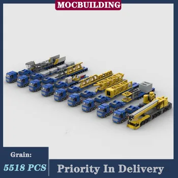 На строителна площадка MOC City кран кула транспорт, създаден модел градивен елемент 8x4 колекция камиони серия играчки подаръци