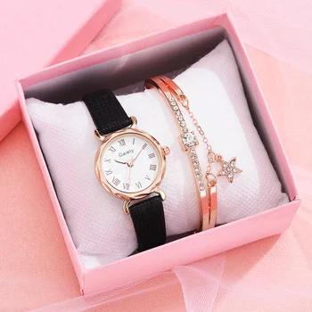 Нова кожена каишка, дамски луксозен часовник, гривна, кварцов часовник, дамски часовници, прости часовници, подарък Reloj