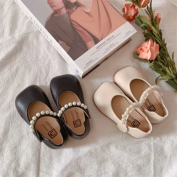 Нова мода луксозен дизайнерски обувки с квадратни пръсти, за момичета, детски класическо черно бежовата кожа обувки за деца на принцеса Мери Джейн G08056