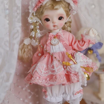 Облекло за кукли BJD 1/6 от размера, сладко модно куклено розова рокля, дрехи за кукли BJD 1/6, аксесоари за кукли (5 точки)