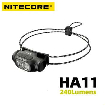 Обхват на лъча NITECORE HA11 240 лумена, 36 г Ultralight двухлучевой налобный фенер с алкална батерия тип AA, нощни разходки, риболов