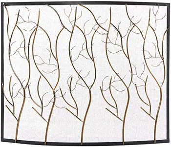 Однопанельный Камина екран с терен дърво и извити мрежа-рабицей, 39 