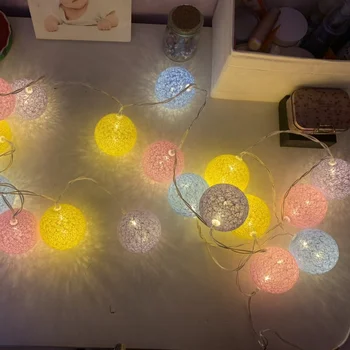 Памучен тампон малък фенер, гирляндные топки, малки цветни топки, за украса на Коледната елха, парти по случай рожден ден, Коледа, детска спалня