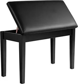 Пейка за пиано Duet с мека възглавница и отделение за съхранение на музика, седалка, столче за пиано, черно ULPB75BK