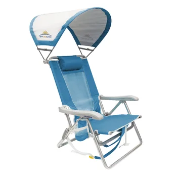 Плажен стол с раница срещу слънцето GCI, Saybrook Blue, преносими стол за възрастни, складное стол, столове