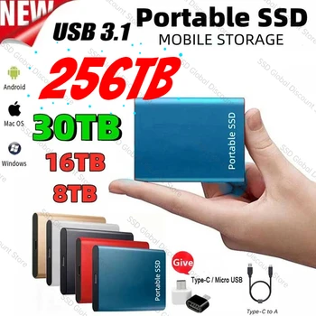 Преносим SSD HDD 500 GB 1 TB И 2 TB Външен Твърд Диск 16 TB 64 TB Твърди Дискове Твърд Диск disco duro USB 3,1 SSD диск За Лаптоп PS5