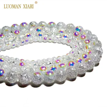 Продажба на едро AAA покритие Цветни бял сняг Треснутое кристал Crystal Каменни мъниста за бижута направи си САМ Гривна Колие от Натурален