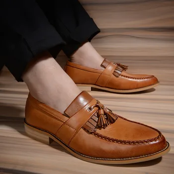 Пролетно нова бизнес официалната кожени мъжки обувки корейската версия на тренда ежедневни обувки, Мъжки, британска кожени обувки с остър пръсти CB006
