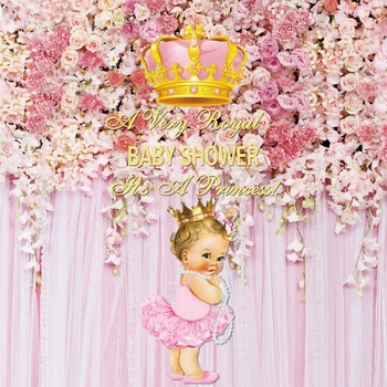 Розово цвете завеса Короната за душата на новороденото, обичай фон за рожден ден на принцеса фон за снимки за фото студио