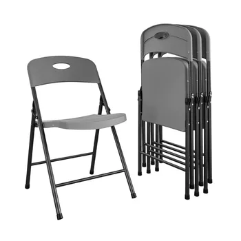 Сгъваем стол от твърда смола COSCO, за помещение / на улицата, с двойни елементи, сив, 4 опаковки