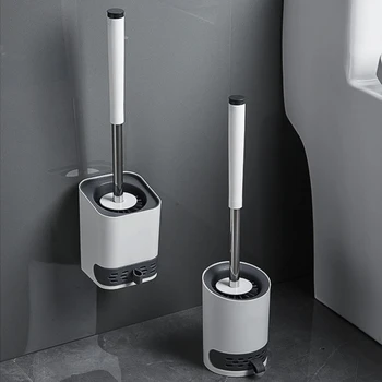Силиконов държач за тоалетна четка за тоалетна, столове за почистване на баня, лигав набор от висящи тоалетни четки, монтиране на оборудване за дома