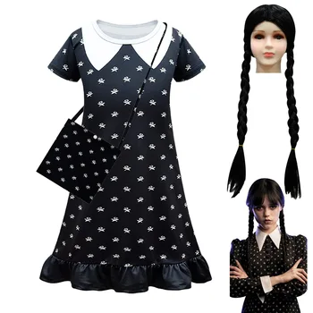 Сряда, нова детска домашно облекло, cosplay герой на семейство Адамс, детско обличам за сън с качулка, детски дрехи, лятна рокля
