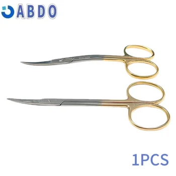 Стоматологични 1 бр. хирургически ножици от неръждаема стомана, единични/двойни извити зъболекарски инструменти инструменти