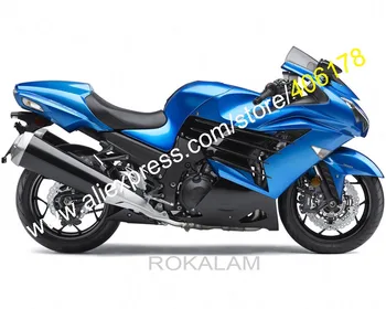 Супермаркет за мотоциклети Kawasaki Ninja ZX14R ZZR1400 2012 2013 2014 2015 Син Черен Комплект Обтекателей (шприцоване)