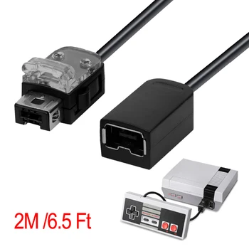Удлинительный кабел с дължина 2 м /6,5 фута, игри удължител за контролери на Nintendo Classic Mini NES контролера на Wii, черен