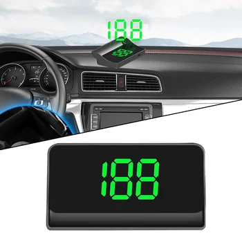 Универсален автомобилен HUD GPS централен дисплей скоростомер, километраж автомобили цифрова смяна на скорост КМ/ч Зелен централен дисплей