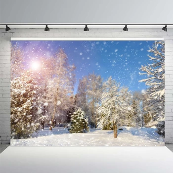 Фотофон за заснемане на декори, горското снежен пейзаж, детска зимни партита за фото студио, фотографски фон, photocall